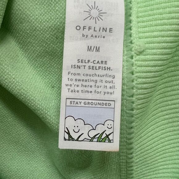 OFFLINE By Aerie Sidewalk Seamless Cropped T-Shirt Size Medium Neon Lime Green - Picture 9 of 9